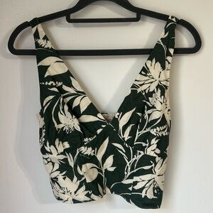 Abercrombie & Fitch Green Floral Tropical Crop Linen XXS